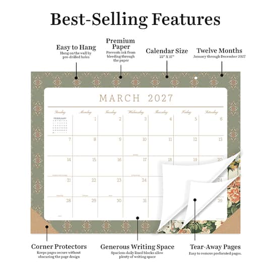 2027 Artisan Legacy Large Desk Pad Monthly Blotter Calendar